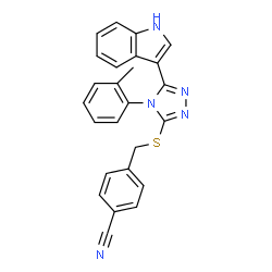 ChemSpider 2D Image | 4-({[5-(1H-Indol-3-yl)-4-(2-methylphenyl)-4H-1,2,4-triazol-3-yl]sulfanyl}methyl)benzonitrile | C25H19N5S