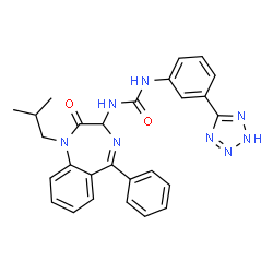 ChemSpider 2D Image | 1-(1-Isobutyl-2-oxo-5-phenyl-2,3-dihydro-1H-1,4-benzodiazepin-3-yl)-3-[3-(2H-tetrazol-5-yl)phenyl]urea | C27H26N8O2