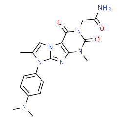ChemSpider 2D Image | 2-{8-[4-(Dimethylamino)phenyl]-1,7-dimethyl-2,4-dioxo-1,2,4,8-tetrahydro-3H-imidazo[2,1-f]purin-3-yl}acetamide | C19H21N7O3