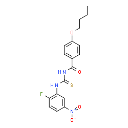 ChemSpider 2D Image | 4-Butoxy-N-[(2-fluoro-5-nitrophenyl)carbamothioyl]benzamide | C18H18FN3O4S