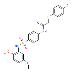 ChemSpider 2D Image | 2-[(4-Chlorophenyl)sulfanyl]-N-{4-[(2,5-dimethoxyphenyl)sulfamoyl]phenyl}acetamide | C22H21ClN2O5S2