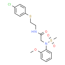 ChemSpider 2D Image | N-{2-[(4-Chlorophenyl)sulfanyl]ethyl}-N~2~-(2-methoxyphenyl)-N~2~-(methylsulfonyl)glycinamide | C18H21ClN2O4S2