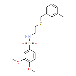 ChemSpider 2D Image | 3,4-Dimethoxy-N-{2-[(3-methylbenzyl)sulfanyl]ethyl}benzenesulfonamide | C18H23NO4S2