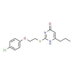 ChemSpider 2D Image | 2-{[2-(4-Chlorophenoxy)ethyl]sulfanyl}-6-propyl-4(1H)-pyrimidinone | C15H17ClN2O2S