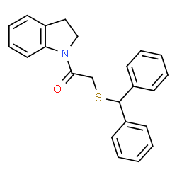 ChemSpider 2D Image | 1-(2,3-Dihydro-1H-indol-1-yl)-2-[(diphenylmethyl)sulfanyl]ethanone | C23H21NOS
