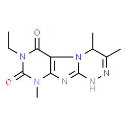 ChemSpider 2D Image | 7-Ethyl-3,4,9-trimethyl-1,4-dihydro[1,2,4]triazino[3,4-f]purine-6,8(7H,9H)-dione | C12H16N6O2