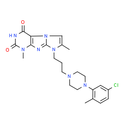 ChemSpider 2D Image | 8-{3-[4-(5-Chloro-2-methylphenyl)-1-piperazinyl]propyl}-1,7-dimethyl-1H-imidazo[2,1-f]purine-2,4(3H,8H)-dione | C23H28ClN7O2