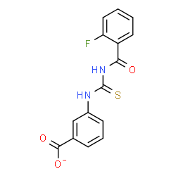 ChemSpider 2D Image | 3-{[(2-Fluorobenzoyl)carbamothioyl]amino}benzoate | C15H10FN2O3S