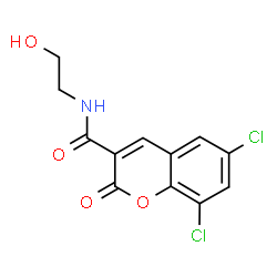 ChemSpider 2D Image | 6,8-Dichloro-N-(2-hydroxyethyl)-2-oxo-2H-chromene-3-carboxamide | C12H9Cl2NO4