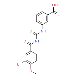 ChemSpider 2D Image | 3-{[(3-Bromo-4-methoxybenzoyl)carbamothioyl]amino}benzoic acid | C16H13BrN2O4S