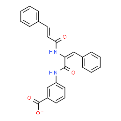 ChemSpider 2D Image | 3-{[(2E)-3-Phenyl-2-{[(2E)-3-phenyl-2-propenoyl]amino}-2-propenoyl]amino}benzoate | C25H19N2O4