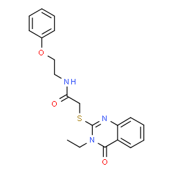 ChemSpider 2D Image | 2-[(3-Ethyl-4-oxo-3,4-dihydro-2-quinazolinyl)sulfanyl]-N-(2-phenoxyethyl)acetamide | C20H21N3O3S