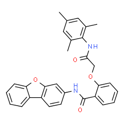 ChemSpider 2D Image | N-(Dibenzo[b,d]furan-3-yl)-2-[2-(mesitylamino)-2-oxoethoxy]benzamide | C30H26N2O4