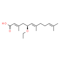 ChemSpider 2D Image | (2E,5S,6E)-5-Ethoxy-3,7,11-trimethyl-2,6,10-dodecatrienoic acid | C17H28O3