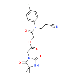 ChemSpider 2D Image | 2-[(2-Cyanoethyl)(4-fluorophenyl)amino]-2-oxoethyl (4,4-dimethyl-2,5-dioxo-1-imidazolidinyl)acetate | C18H19FN4O5
