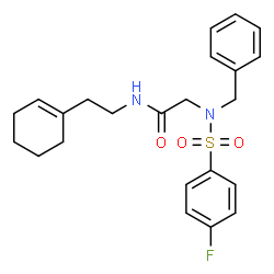 ChemSpider 2D Image | N~2~-Benzyl-N-[2-(1-cyclohexen-1-yl)ethyl]-N~2~-[(4-fluorophenyl)sulfonyl]glycinamide | C23H27FN2O3S