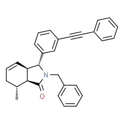 ChemSpider 2D Image | (3R,3aR,7R,7aS)-2-Benzyl-7-methyl-3-[3-(phenylethynyl)phenyl]-2,3,3a,6,7,7a-hexahydro-1H-isoindol-1-one | C30H27NO