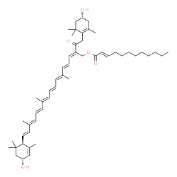 ChemSpider 2D Image | (3R,3'R,6'R)-3,3'-Dihydroxy-8-oxo-4',5'-didehydro-5',6',7,8-tetrahydro-beta,beta-caroten-19-yl (2E)-2-dodecenoate | C52H76O5