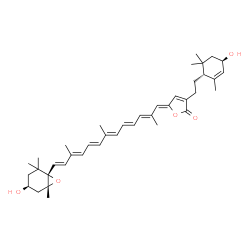 ChemSpider 2D Image | (3R,3'S,5'R,6R,6'S)-3,3'-Dihydroxy-4,5-didehydro-5,5',6,6',7,8-hexahydro-5',6':11,19-diepoxy-beta,beta-caroten-19-one | C40H54O5