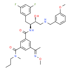 ChemSpider 2D Image | N'-{(2S,3R)-1-(3,5-Difluorophenyl)-3-hydroxy-4-[(3-methoxybenzyl)amino]-2-butanyl}-5-[(1E)-N-methoxyethanimidoyl]-N-methyl-N-propylisophthalamide | C33H40F2N4O5