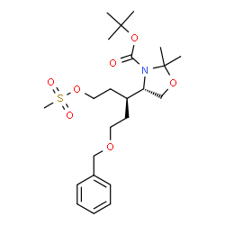 ChemSpider 2D Image | 2-Methyl-2-propanyl (4S)-4-{(3S)-1-(benzyloxy)-5-[(methylsulfonyl)oxy]-3-pentanyl}-2,2-dimethyl-1,3-oxazolidine-3-carboxylate | C23H37NO7S