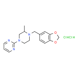 ChemSpider 2D Image | 2-[4-(1,3-Benzodioxol-5-ylmethyl)-3-methyl-1-piperazinyl]pyrimidine dihydrochloride | C17H22Cl2N4O2
