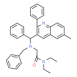 ChemSpider 2D Image | N~2~-Benzyl-N,N-diethyl-N~2~-[(6-methyl-2-phenyl-3-quinolinyl)(phenyl)methyl]glycinamide | C36H37N3O