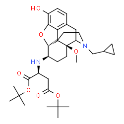 ChemSpider 2D Image | Bis(2-methyl-2-propanyl) N-[(5alpha,6beta)-17-(cyclopropylmethyl)-3-hydroxy-14-methoxy-4,5-epoxymorphinan-6-yl]-L-aspartate | C33H48N2O7