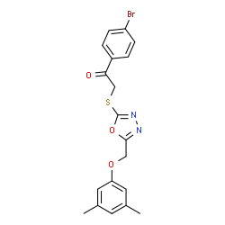 ChemSpider 2D Image | 1-(4-Bromophenyl)-2-({5-[(3,5-dimethylphenoxy)methyl]-1,3,4-oxadiazol-2-yl}sulfanyl)ethanone | C19H17BrN2O3S