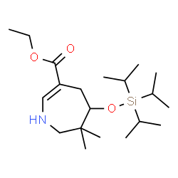 ChemSpider 2D Image | Ethyl 6,6-dimethyl-5-[(triisopropylsilyl)oxy]-4,5,6,7-tetrahydro-1H-azepine-3-carboxylate | C20H39NO3Si