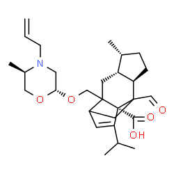 ChemSpider 2D Image | (1R,4R,5R,8R)-2-({[(2R,5R)-4-Allyl-5-methyl-2-morpholinyl]oxy}methyl)-9-formyl-13-isopropyl-5-methyltetracyclo[7.4.0.0~2,11~.0~4,8~]tridec-12-ene-1-carboxylic acid | C28H41NO5