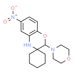 ChemSpider 2D Image | 2-(4-Morpholinyl)-6-nitro-4H-spiro[1,4-benzoxazine-3,1'-cyclohexane] | C17H23N3O4
