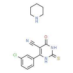 ChemSpider 2D Image | 6-(3-Chlorophenyl)-4-oxo-2-thioxo-1,2,3,4-tetrahydro-5-pyrimidinecarbonitrile - piperidine (1:1) | C16H17ClN4OS