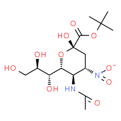 ChemSpider 2D Image | 2-Methyl-2-propanyl (6R)-5-acetamido-3,4,5-trideoxy-4-nitro-6-[(1R,2R)-1,2,3-trihydroxypropyl]-alpha-L-threo-hex-2-ulopyranosonate | C15H26N2O10