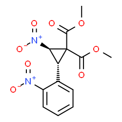 ChemSpider 2D Image | Dimethyl (2R,3S)-2-nitro-3-(2-nitrophenyl)-1,1-cyclopropanedicarboxylate | C13H12N2O8