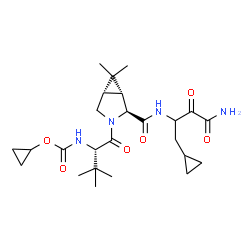ChemSpider 2D Image | Cyclopropyl [(2S)-1-{(1R,2S,5S)-2-[(4-amino-1-cyclopropyl-3,4-dioxo-2-butanyl)carbamoyl]-6,6-dimethyl-3-azabicyclo[3.1.0]hex-3-yl}-3,3-dimethyl-1-oxo-2-butanyl]carbamate | C25H38N4O6
