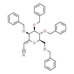 ChemSpider 2D Image | 1,5-Anhydro-2,3,4,6-tetra-O-benzyl-1-(cyanomethylene)-D-mannitol | C36H35NO5