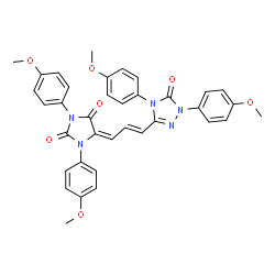 ChemSpider 2D Image | (5E)-5-{(2E)-3-[1,4-Bis(4-methoxyphenyl)-5-oxo-4,5-dihydro-1H-1,2,4-triazol-3-yl]-2-propen-1-ylidene}-1,3-bis(4-methoxyphenyl)-2,4-imidazolidinedione | C36H31N5O7