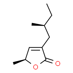 ChemSpider 2D Image | (5S)-5-Methyl-3-[(2S)-2-methylbutyl]-2(5H)-furanone | C10H16O2