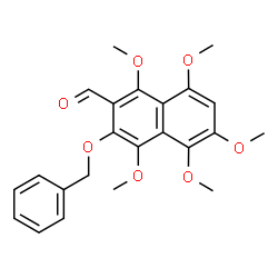 ChemSpider 2D Image | 3-(Benzyloxy)-1,4,5,6,8-pentamethoxy-2-naphthaldehyde | C23H24O7