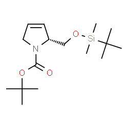 ChemSpider 2D Image | 2-Methyl-2-propanyl (2R)-2-({[dimethyl(2-methyl-2-propanyl)silyl]oxy}methyl)-2,5-dihydro-1H-pyrrole-1-carboxylate | C16H31NO3Si