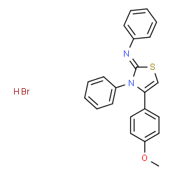 ChemSpider 2D Image | (2Z)-4-(4-Methoxyphenyl)-N,3-diphenyl-1,3-thiazol-2(3H)-imine hydrobromide (1:1) | C22H19BrN2OS