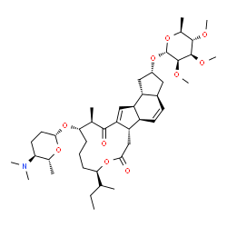 ChemSpider 2D Image | (2R,3aS,5aR,5bS,9R,13S,14R,16aS,16bR)-9-[(2R)-2-Butanyl]-13-{[(2R,5S,6R)-5-(dimethylamino)-6-methyltetrahydro-2H-pyran-2-yl]oxy}-14-methyl-7,15-dioxo-2,3,3a,5a,5b,6,7,9,10,11,12,13,14,15,16a,16b-hexad
ecahydro-1H-as-indaceno[3,2-d]oxacyclododecin-2-yl 6-deoxy-2,3,4-tri-O-methyl-alpha-L-mannopyranoside | C43H69NO10