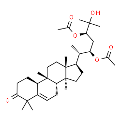 ChemSpider 2D Image | (4S,9beta,22R,24R)-25-Hydroxy-9,10,14-trimethyl-1-oxo-4,9-cyclo-9,10-secocholest-5-ene-22,24-diyl diacetate | C34H54O6