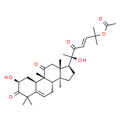 ChemSpider 2D Image | (2S,4R,9beta,23E)-2,20-Dihydroxy-9,10,14-trimethyl-1,11,22-trioxo-4,9-cyclo-9,10-secocholesta-5,23-dien-25-yl acetate | C32H46O7