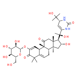 ChemSpider 2D Image | (4R,9beta,16alpha,20R)-16,20-Dihydroxy-20-[(6R)-6-(2-hydroxy-2-propanyl)-2-oxo-1,2,3,6-tetrahydro-4-pyrimidinyl]-9,10,14-trimethyl-1,11-dioxo-4,9-cyclo-9,10-secopregna-2,5-dien-2-yl beta-D-glucopyrano
side | C37H54N2O12