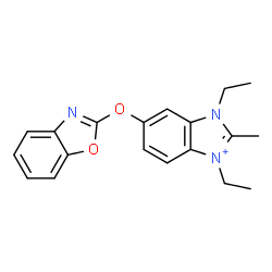 ChemSpider 2D Image | 6-(1,3-Benzoxazol-2-yloxy)-1,3-diethyl-2-methyl-1H-3,1-benzimidazol-3-ium | C19H20N3O2