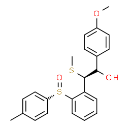 ChemSpider 2D Image | (1S,2S)-1-(4-Methoxyphenyl)-2-{2-[(S)-(4-methylphenyl)sulfinyl]phenyl}-2-(methylsulfanyl)ethanol | C23H24O3S2