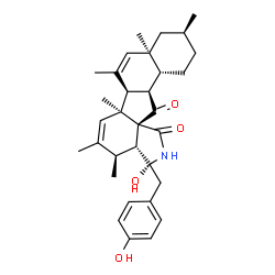 ChemSpider 2D Image | (3R,3aR,4R,6aS,6bR,8aS,10S,12aR,12bR,13aR)-3-Hydroxy-3-(4-hydroxybenzyl)-4,5,6a,7,8a,10-hexamethyl-3,3a,4,6a,6b,8a,9,10,11,12,12a,12b-dodecahydro-1H-benzo[4,5]indeno[2,1-d]isoindole-1,13(2H)-dione | C32H41NO4