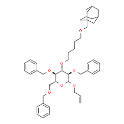 ChemSpider 2D Image | Allyl 3-O-[5-(adamantan-1-ylmethoxy)pentyl]-2,4,6-tri-O-benzyl-D-glucopyranoside | C46H60O7